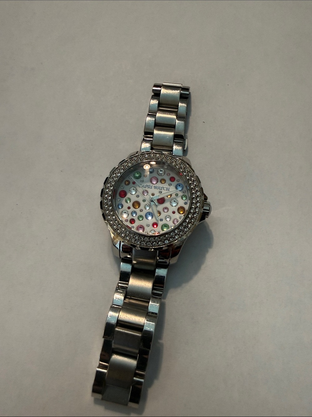 Capri Watch Women's Crystal Accent Bracelet Watch with Multicolor Dial